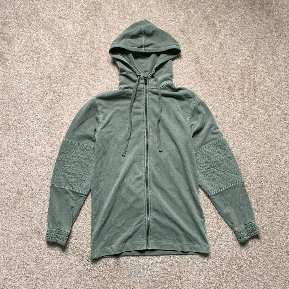 Balmain Amiri Style Green Moto Biker Zip Up Hoodie